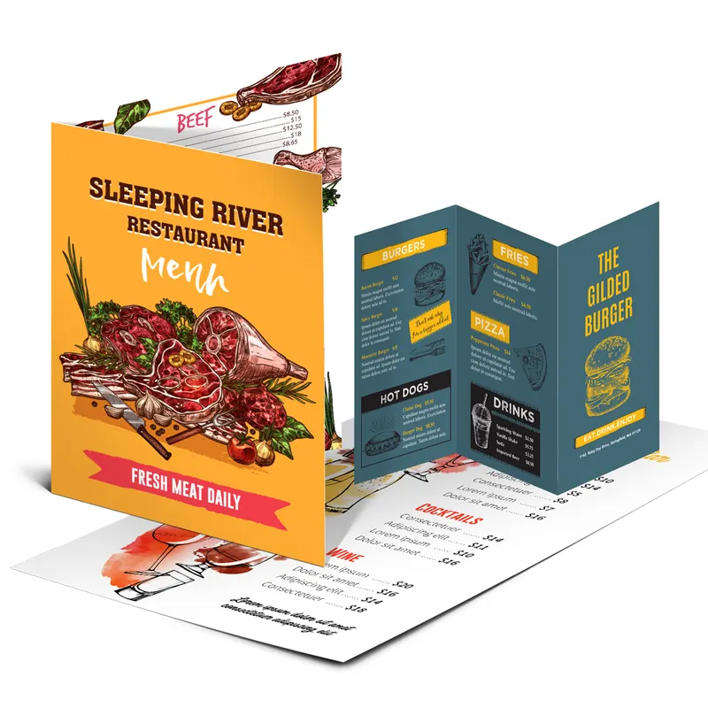 Folded menu brochure