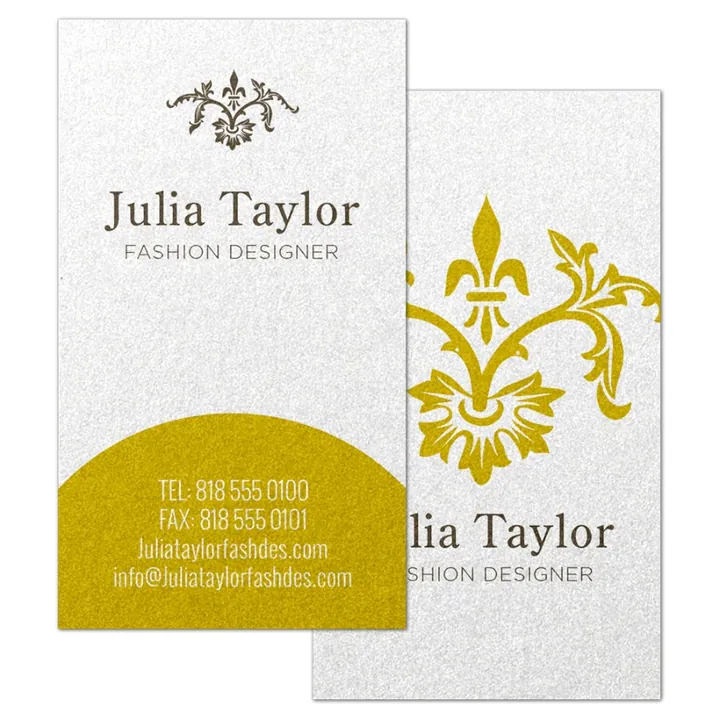 Foil-stamped pearl business cards