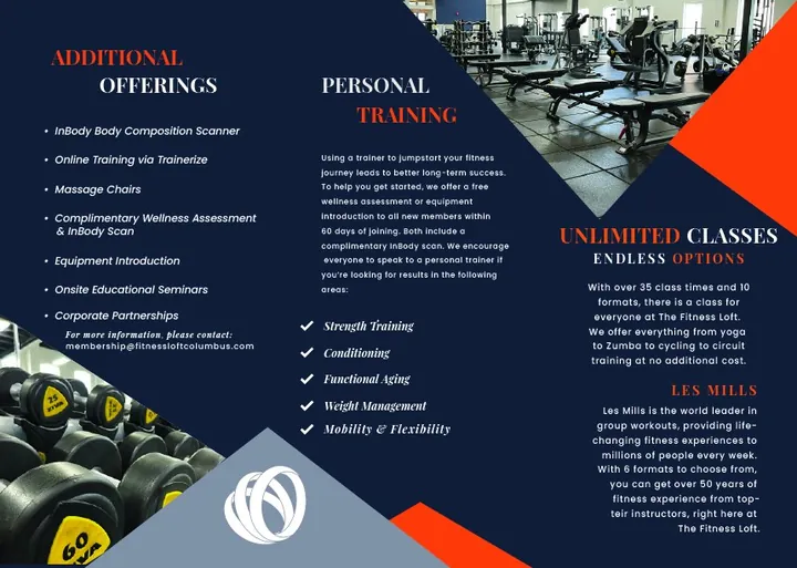 Fitness Loft tri-fold brochure