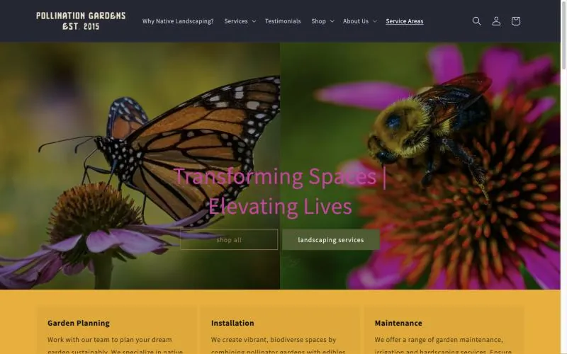 Pollination Gardens website homepage